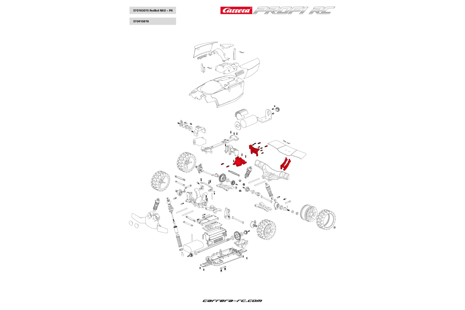 Dämpferbrücke hinten + Spoilerhalter + Schrauben - Profi RC