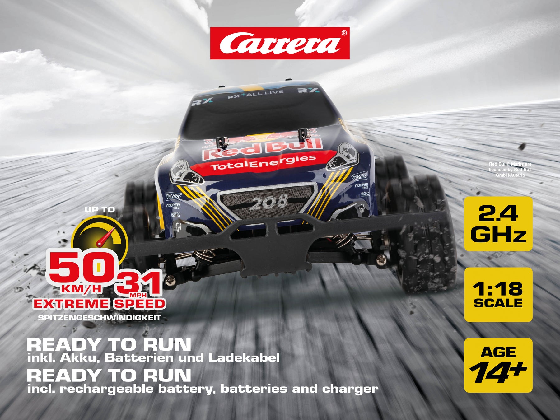 2,4GHz Red Bull Peugeot WRX 208 - Rallycross, Hansen -PX- Carrera Profi RC