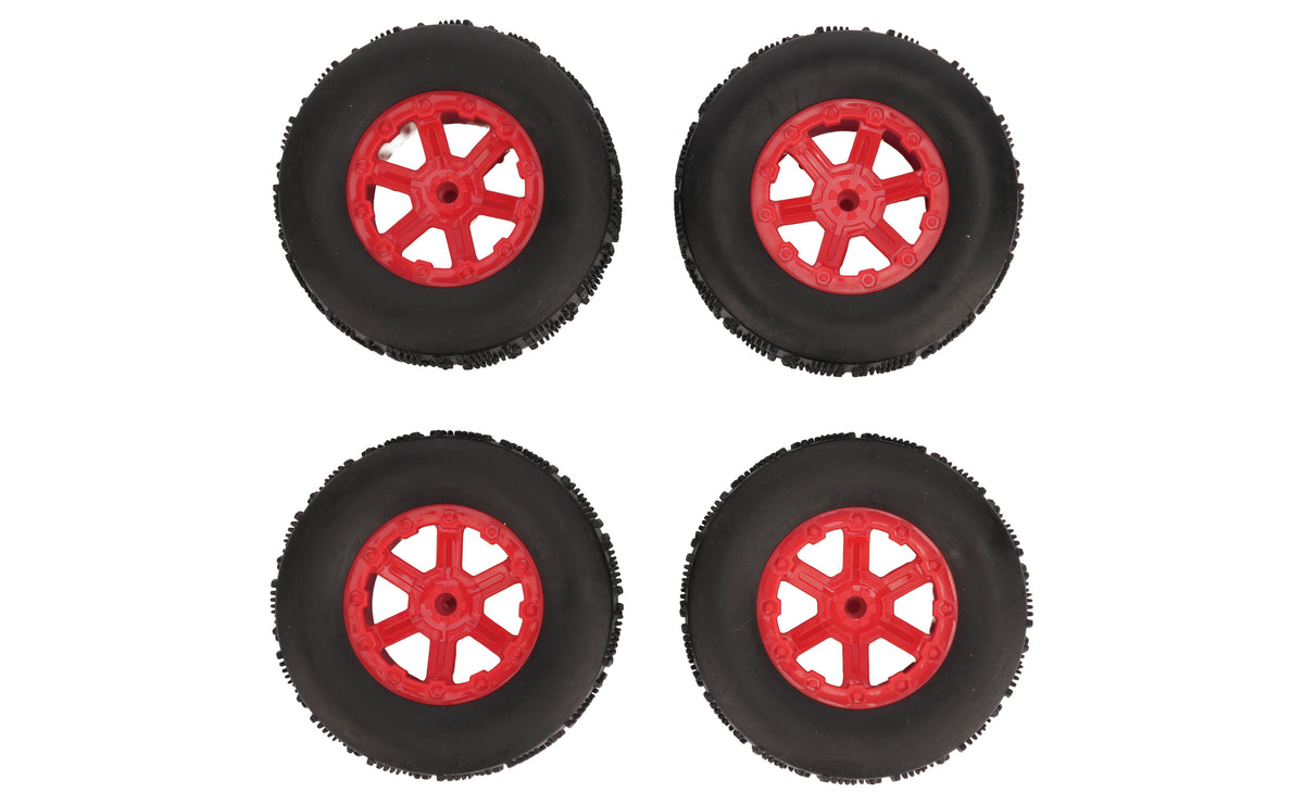 Set of 4 pcs. Wheels with rims (red/black) – Ersatzteilbild 2