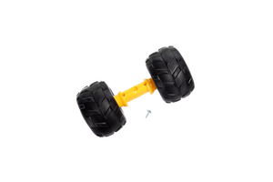 Complete front axle with 2 wheels and screws
