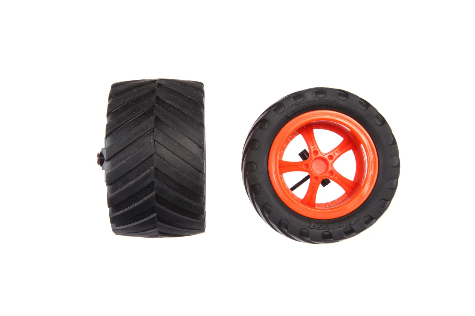 2 Vorderräder (Reifen+Felge) + Radaufhängung für Carrera SUV, orange (181056)